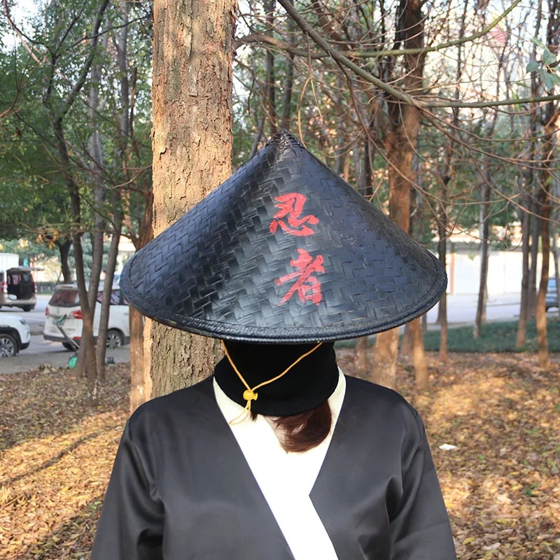 Черная Бамбуковая Шляпа в китайском стиле кунг-фу бамбуковая плетеная шляпа