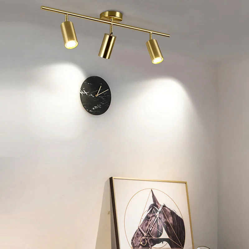 

Nordic Brass Track Ceiling Lights LED Modern Minimalist Living Room Dining Room Cloakroom Bedroom Mirror Study Room Bedside Lamp