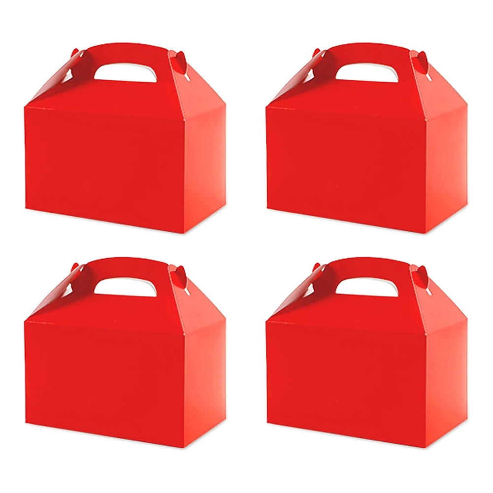 Es White, Candy Boxes Party Favors With Handle Paper Cookie Gift Bags Gable Boxes Red