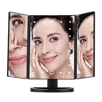 22 led makeup mirror light 3 folding magnifying vanity mirror cosmetics 1x2x3x magnifier touch screen table desktop lamp