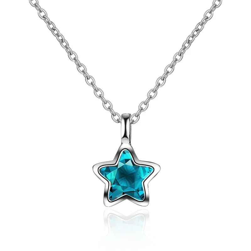 

2021 Fashion Cute Pentagram Crystal Necklace Fine Jewelry for Women Luxury Designer Pendant Gift To Girlfriend Aesthetic Chains