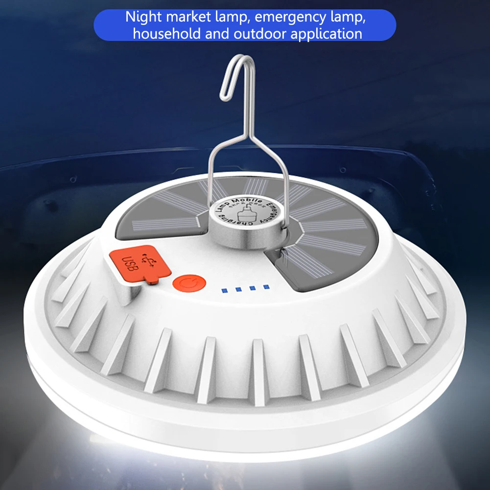 

Outdoor Hiking LED Solar Light 600LM 5 Mode Tent Lamp Remote Control Rechargeable Bulb Portable Night Emergency Camping Lantern