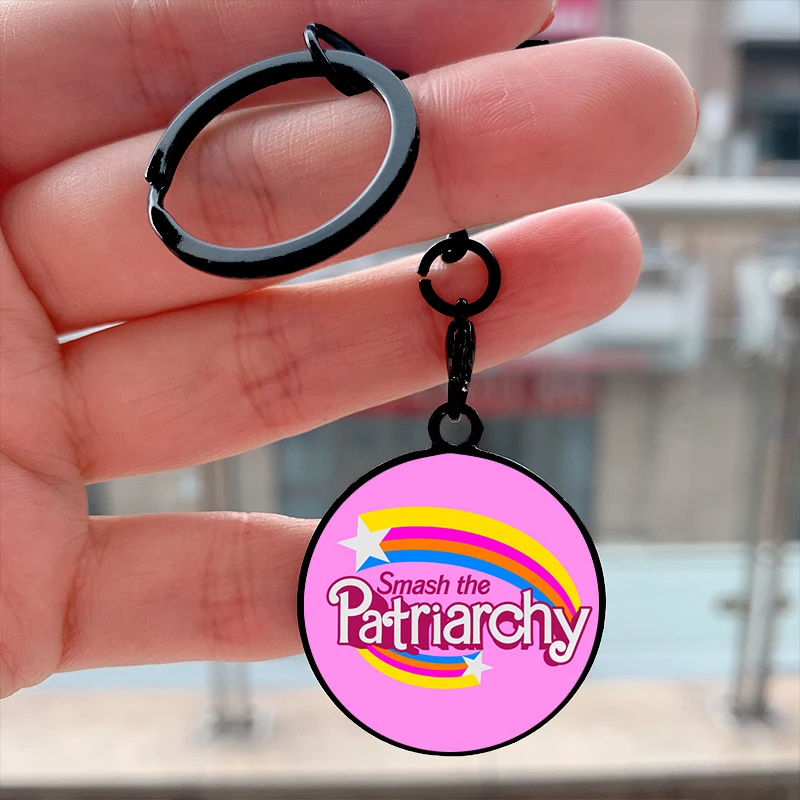 

Fashion Smash the Patriarchy Cool Key Tag Motorcycles Cars Backpack Chaveiro Keychain For Friends Key Ring Gifts Accessories