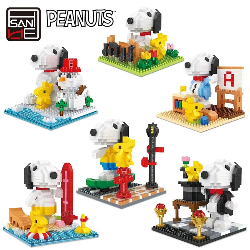 Peanuts Snoopy Аниме Натуральный Arachis Мини-строительные Блоки-развивающие Игрушки Для