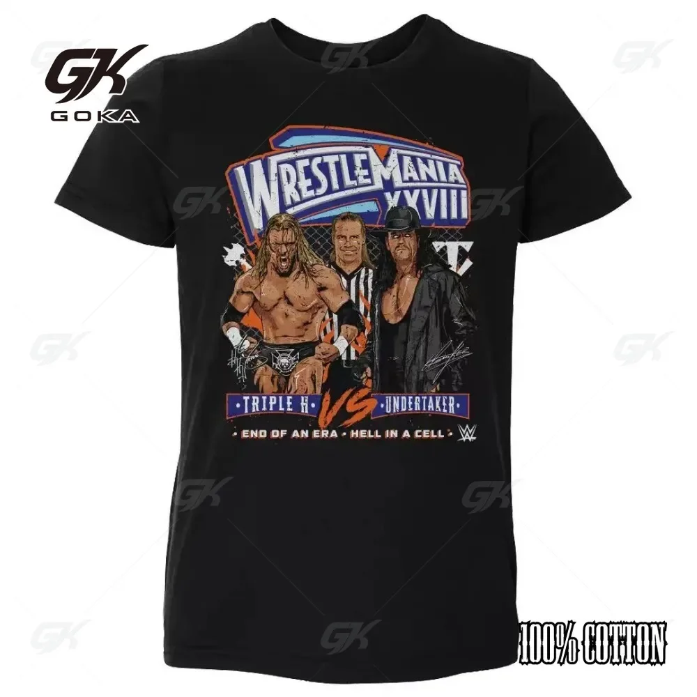 2024 мужские и женские модные футболки с короткими рукавами WrestleMania принтом WWE