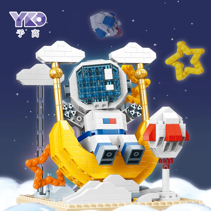 

3 Style Astronaut Model Building Blocks Desktop Decor Space Exploration Creative Children Toys Idea Gifts With Display Box