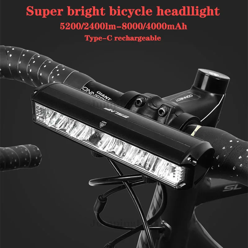 

New 5200lm Bike Light Frontlight Bicycle 8000mAh Led Light For Bicycle Bike Accessories Type-C Rechargeable as Power Bank