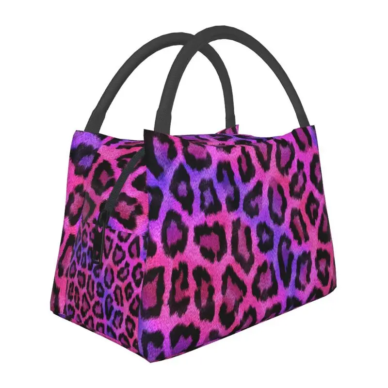 

Pink Leopard Print Insulated Lunch Bags for Women Panther Resuable Cooler Thermal Food Lunch Box Work Travel lunchbag