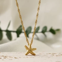 stylish starfish pendant necklace 18k gold stainless steel exquisite charm choker necklace for women fashion party jewelry