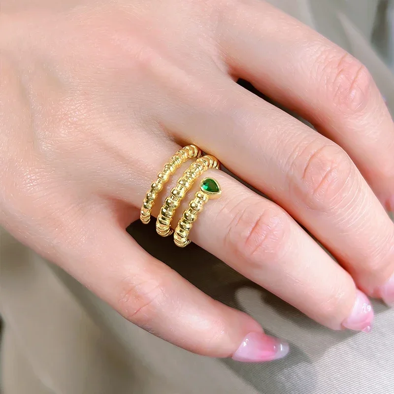 XUYUANFEN Серебряное нефритовое кольцо в стиле ретро со змеей 925 комплект с легкими и