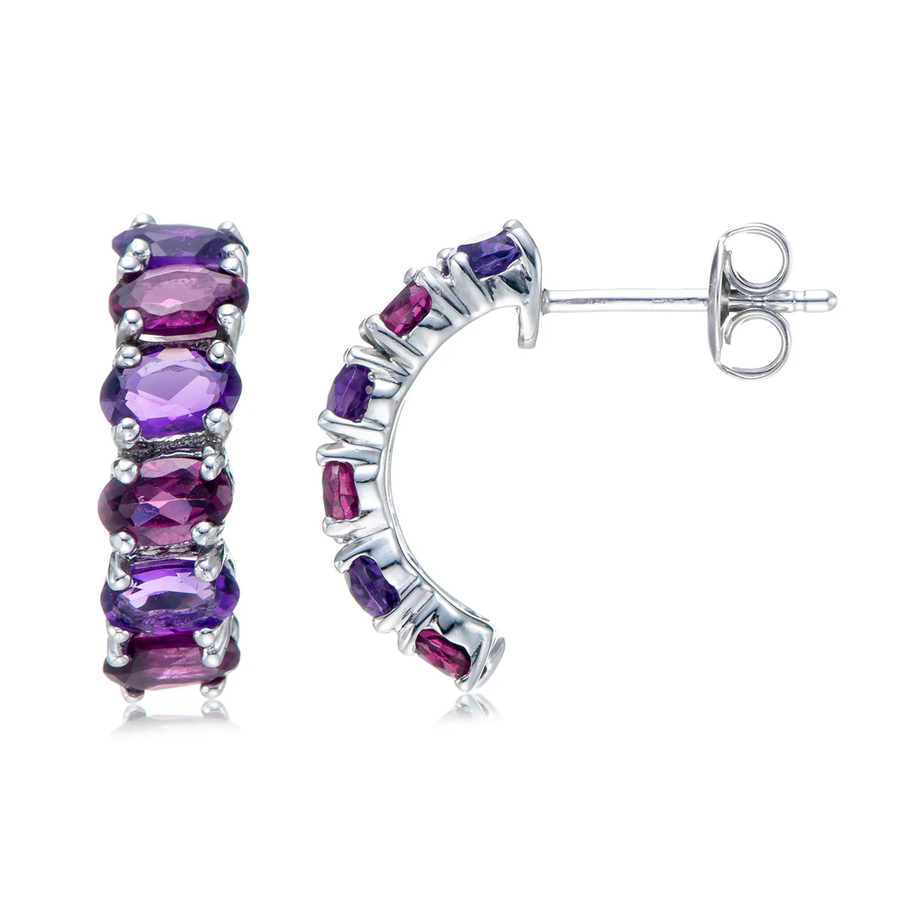 

GESIDE Amethyst and Rhodolite Rhodium Over Sterling Silver Earrings 3.12ctw