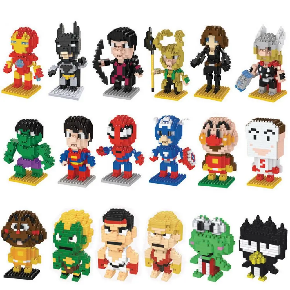 

Disney Block Cartoon Anime Marvel Avengers Superhero Iron Man Captain America Spider Toy DIY Building Blocks Game For Child Gift