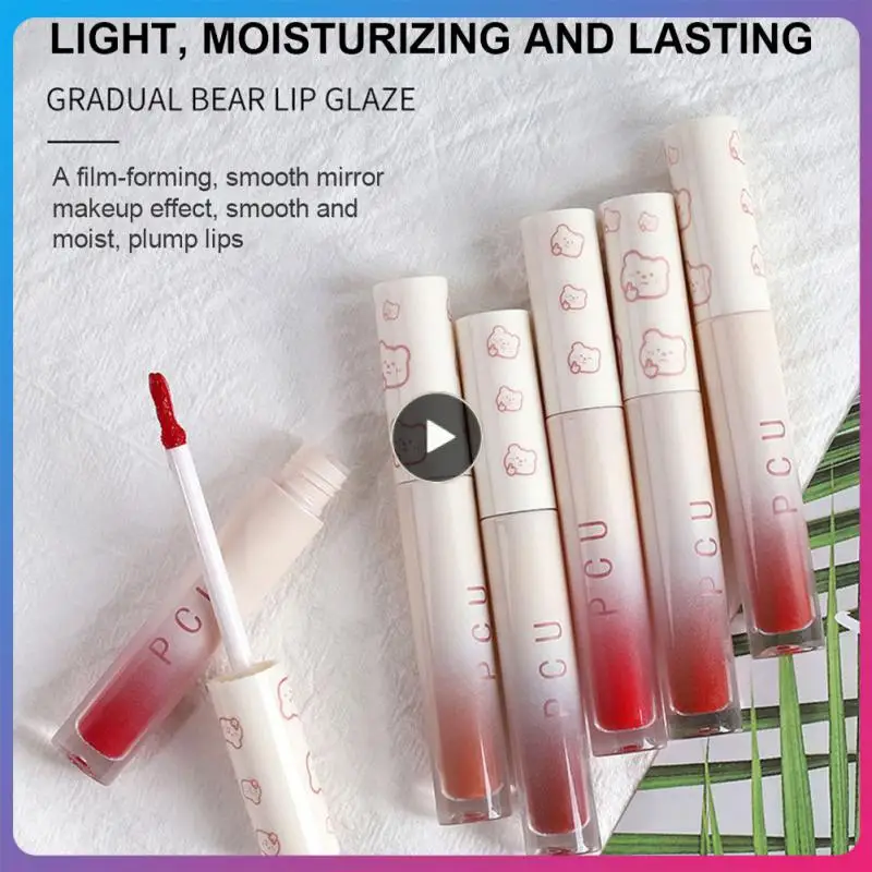 

Bear Mirror Lip Gloss Water Glass Liquid Lipstick Waterproof Long Lasting Moisturizing Sexy Matte Lipgloss Women Makeup Cosmetic