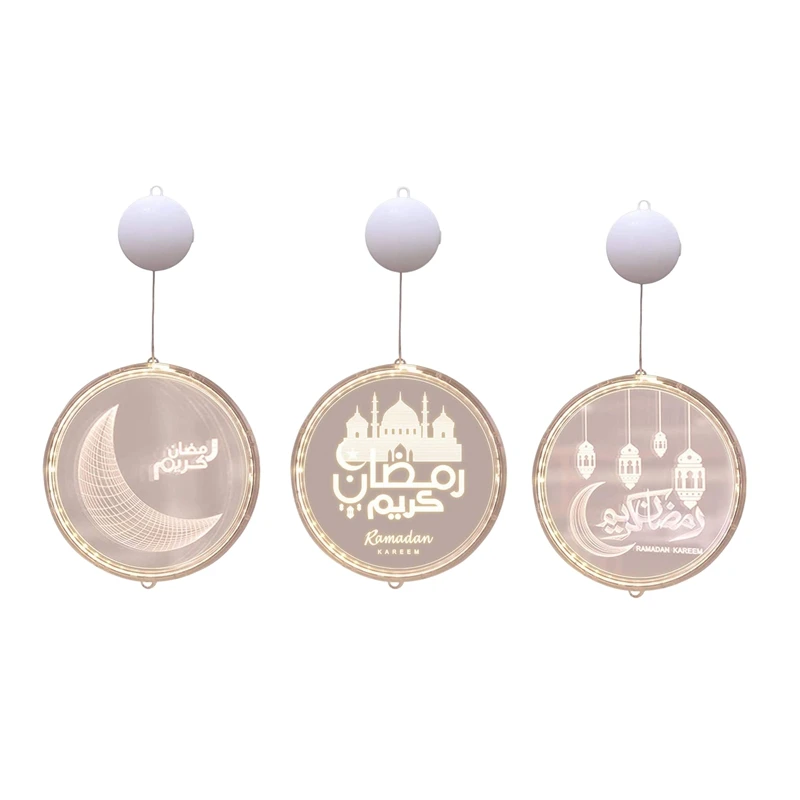 

Eid Ramadan Decorativeled Window Light,Islam Mubarak Party Backdrop Wall Hanging Lamp For Outdoor Indoor Bedroom Decor