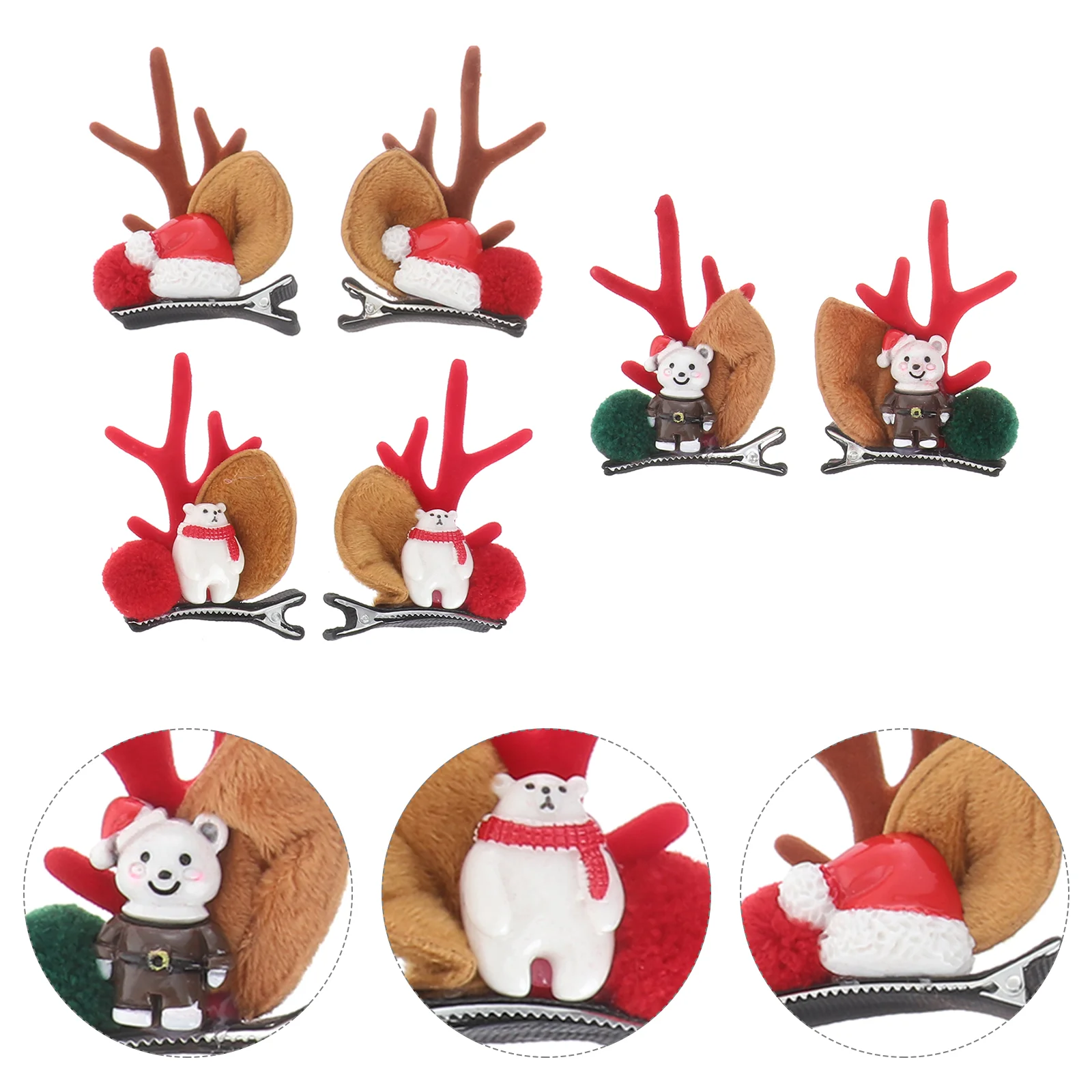 

3 Pairs Antler Creative Flannelette Hairpins Duck Bill Clips for Christmas Child Cospaly Kids Party