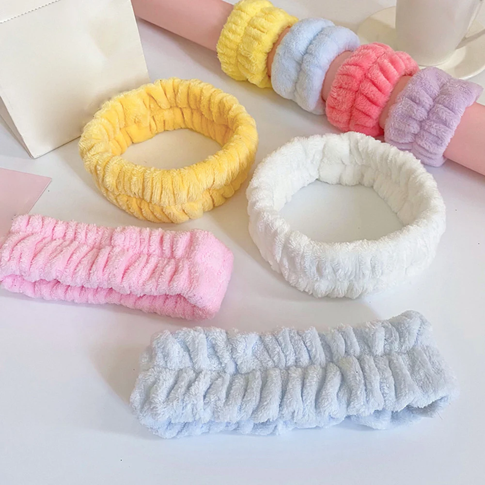 

2022 Chic Solid Coral Fleece Headband Soft Elastic Hair Band Women Girls Wash Face Head Wear Makeup Headband Hair Accessories