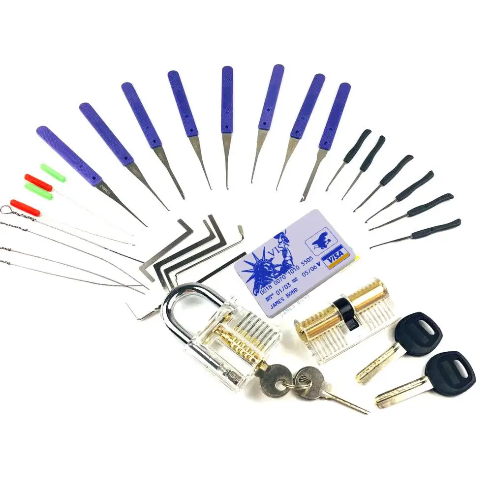 

6 in 1/5 in 1Lock Picking Practice Set for Beginner,Locksmith Tools Set,2pcs Locks with Tension Tools,Broken Remove Tools