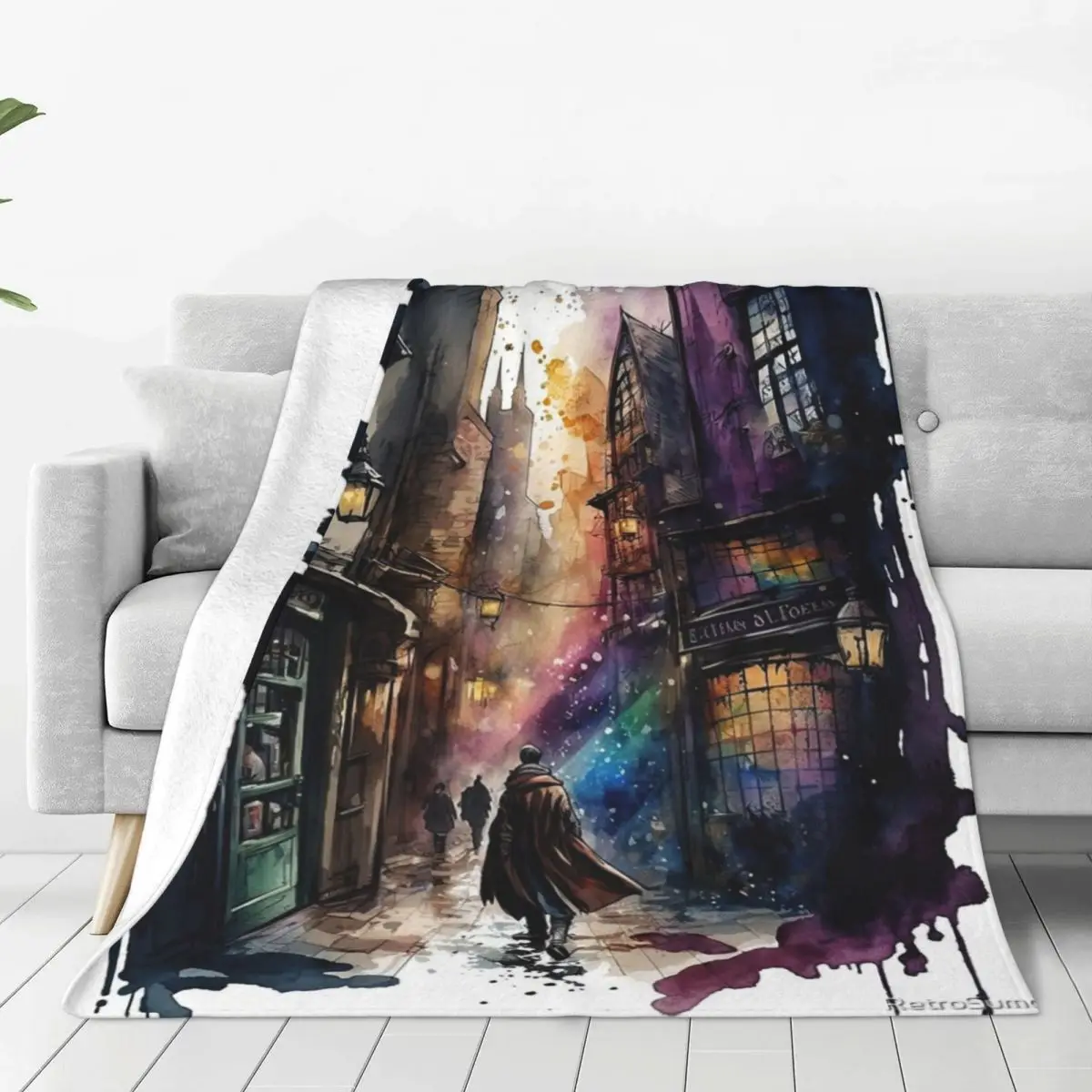 Волшебник мир аллея акварельное одеяло покрывало на кровать плотные покрывала