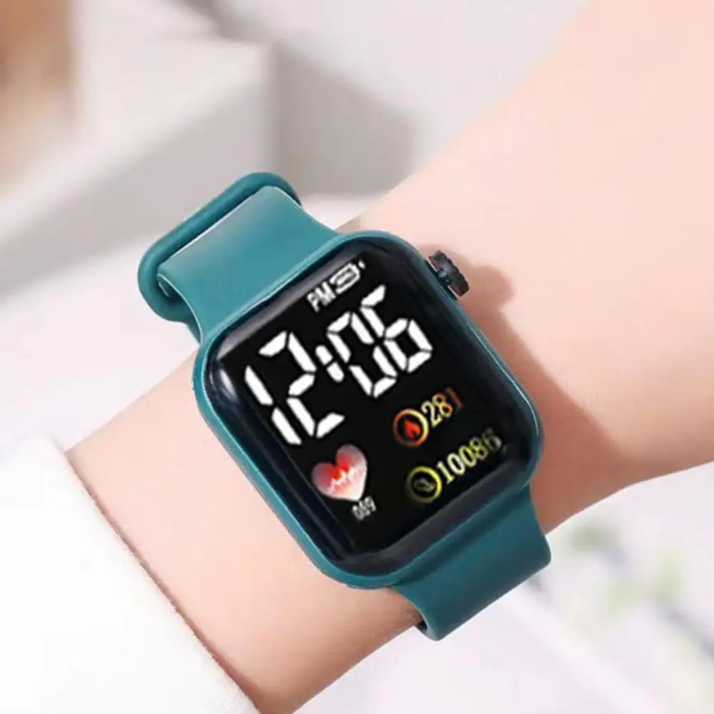 Electronic Wrist Watch  LED Digital Smart sport watch Luminous Square Dial Kids wristwatch for Children Birthday Gift