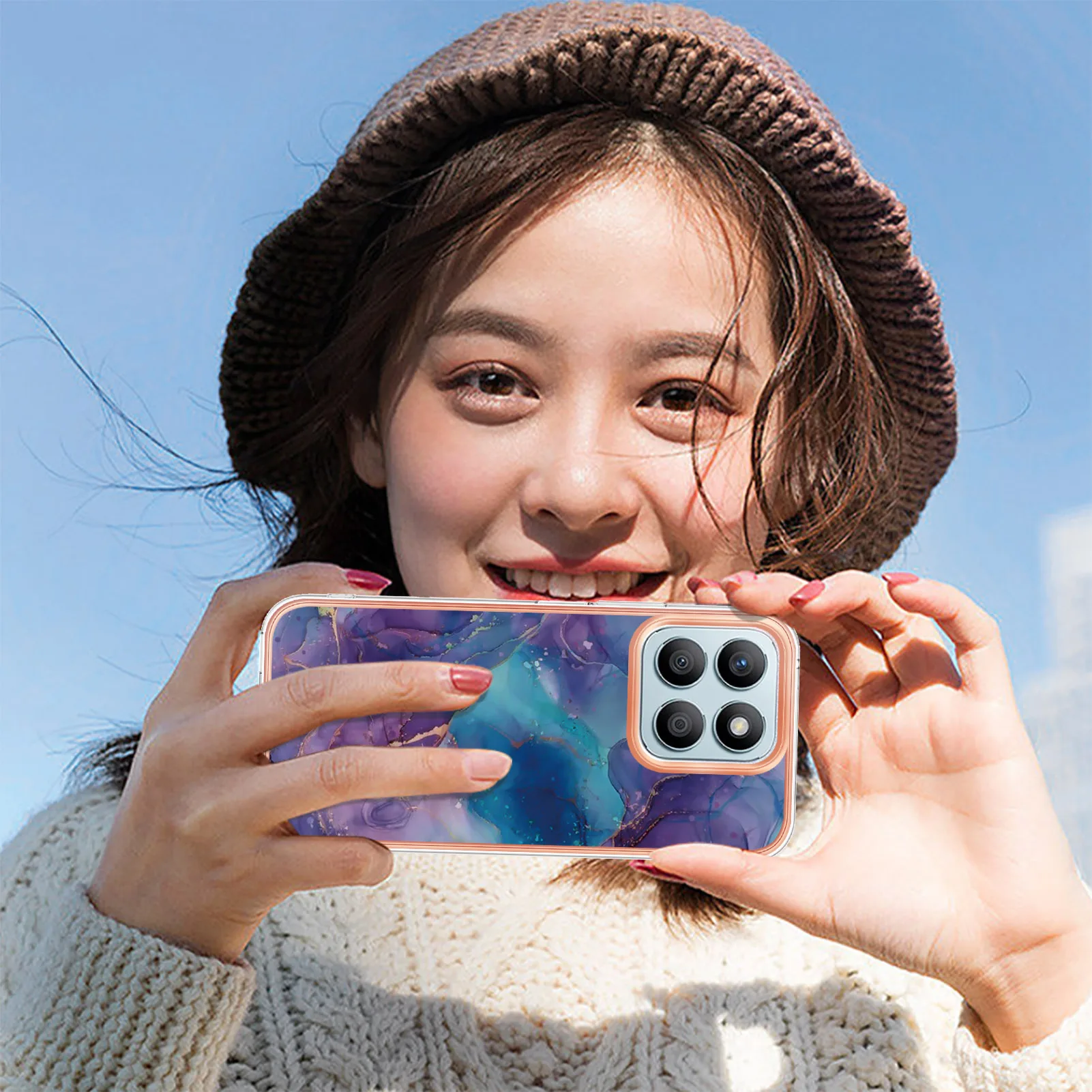 Чехол с покрытием для Huawei Honor X8b мраморный мягкий силиконовый защитный Роскошный