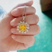 exquisite fashion shiny yellow sunflower crystal zircon pendant clavicle chain necklace for women girl romantic sweet jewelry