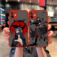 uchiha itachi naruto phone case for iphone 13 12 11 pro mini max xs x 8 7 plus se 2020 xr matte transparent light red cover