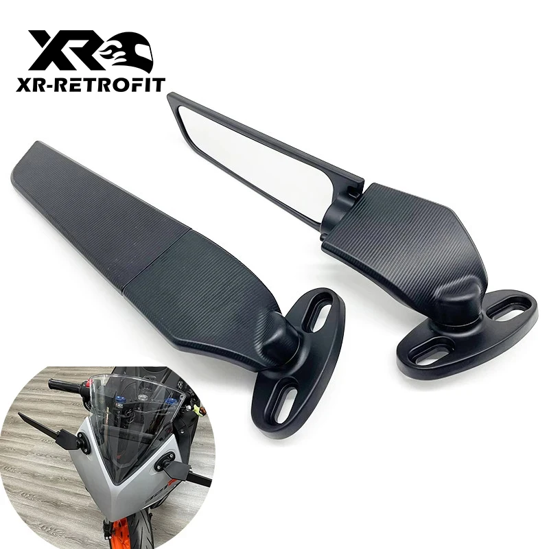 

For KAWASAKI NINJA 250 300 400 650 H2 H4 Modified Motorcycle Rearview Mirrors Wind Wing Adjustable Rotating Side Mirrors 2PCS