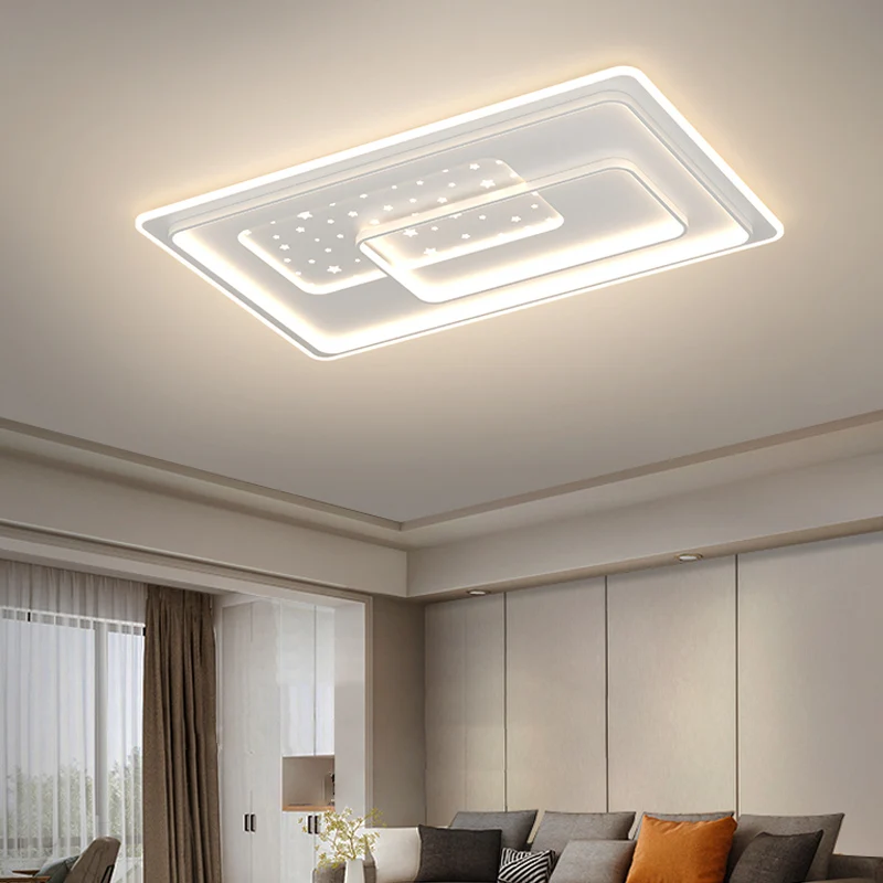 

Скандинавский чисто белый металлический светодиодный потолочный светильник, акриловый потолочный светильник для спальни, интеллектуальн...