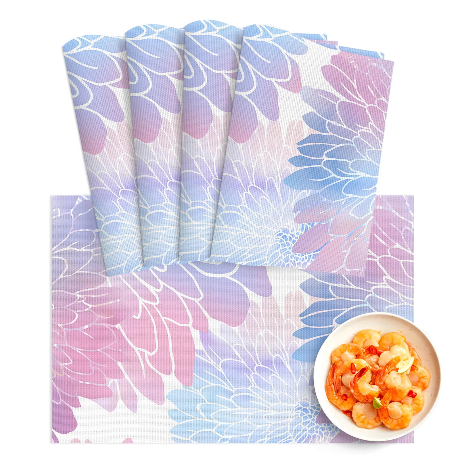 

4/6Pcs Table Mat Marble Dahlia Gradient Bowl Pad Coaster Set PVC Dining Table Placemats Home Decoration Kitchen Accessories