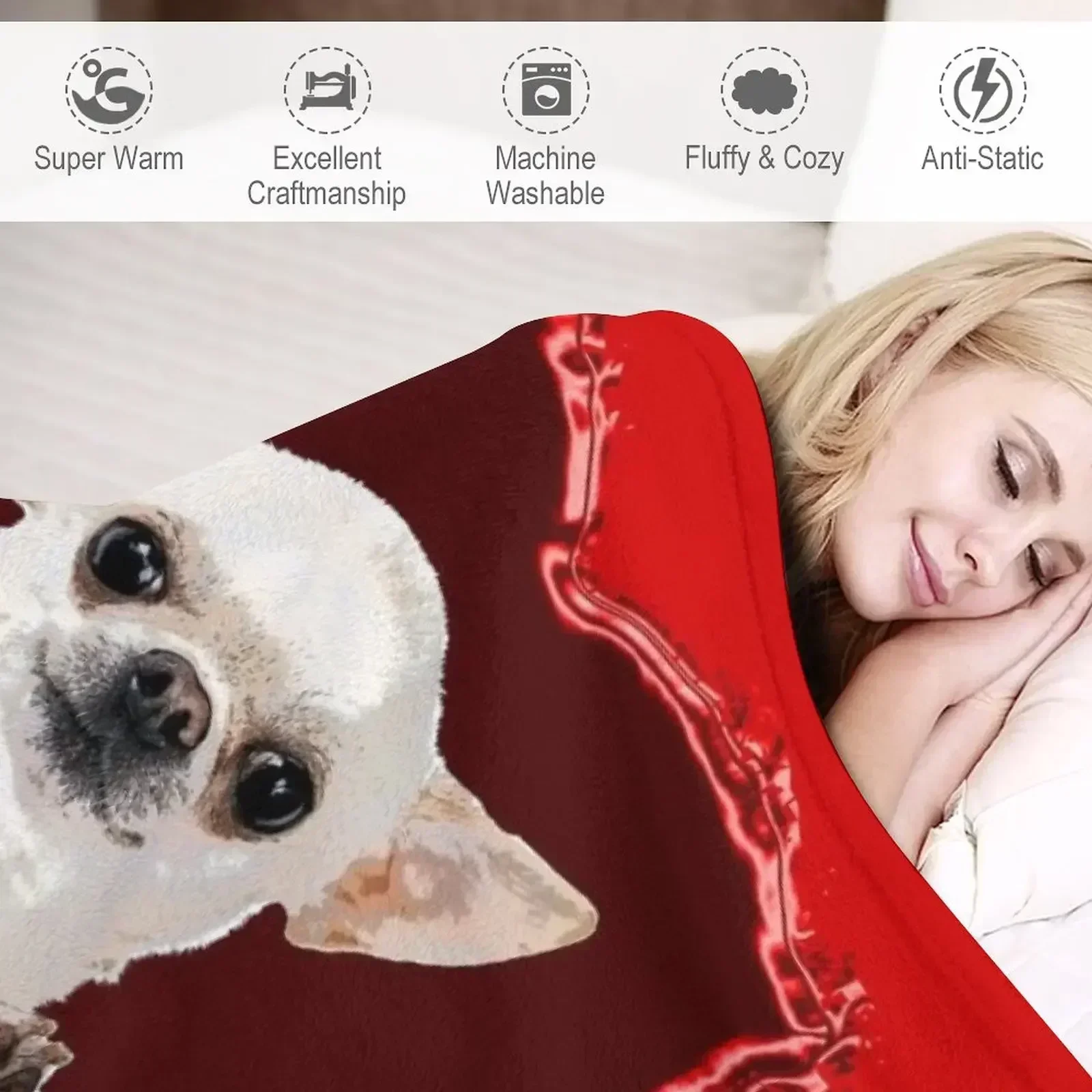 CHIHUAHUA ST VALENTIN DOG Плед на зиму дизайнерские одеяла