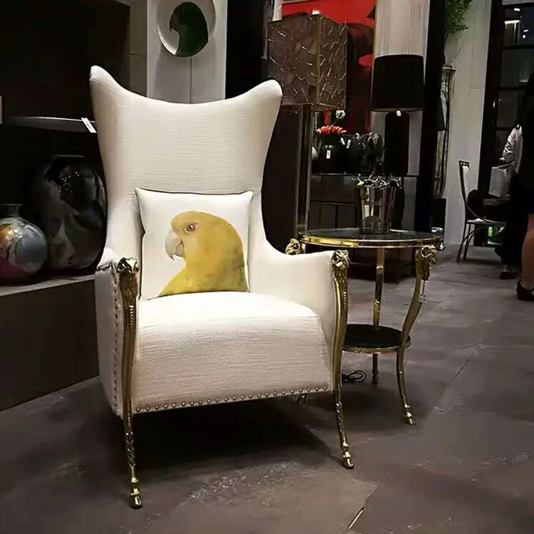 

Мебель для гостиной из твердой древесины, бархатная ткань, одинарная для отдыха, акцент, роскошный современный белый интерьер