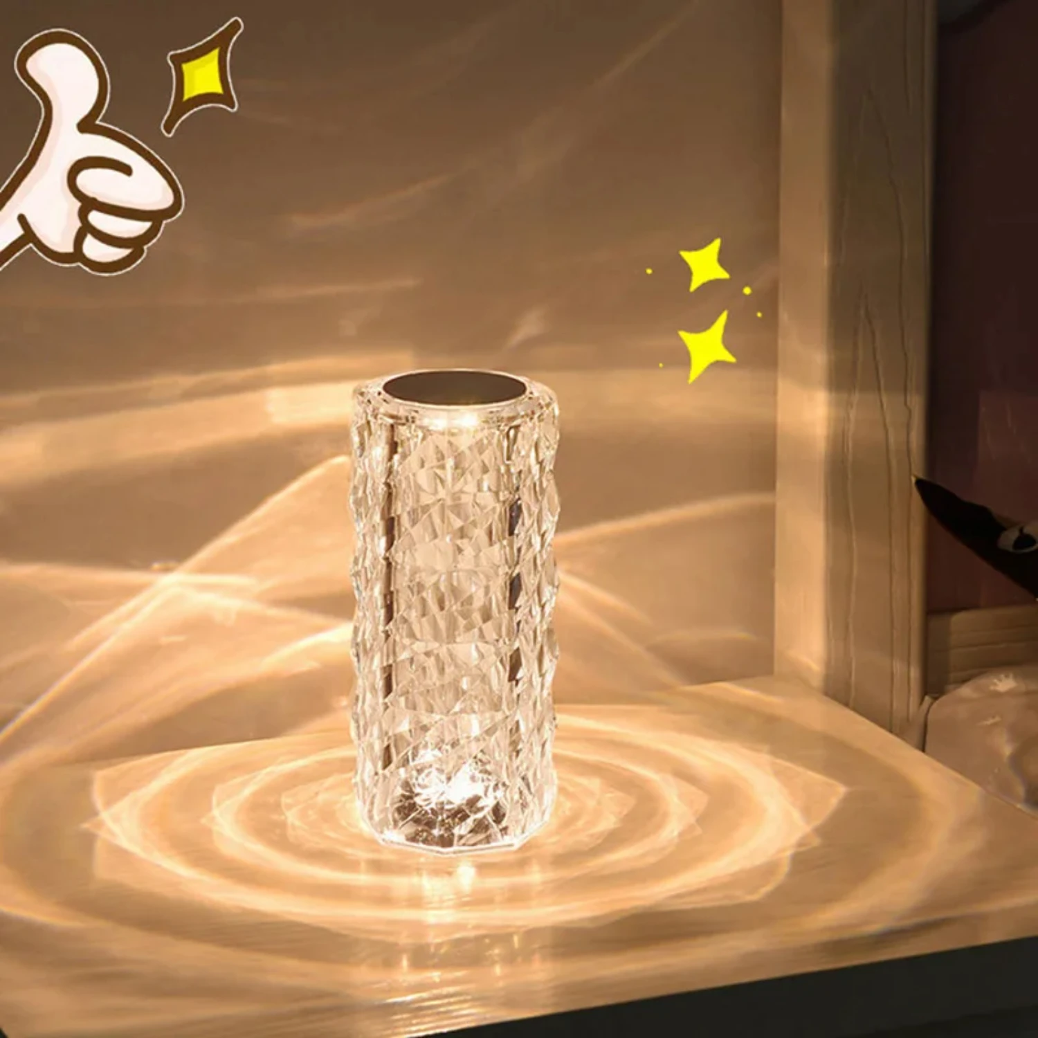 Хрустальный светодиодный ночник Romm Decor Light USB перезаряжаемая окружающая лампа