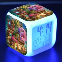 disney encanto mirabel cartoon toy alarm clock 7 colors night light led digital alarm clock student desk clock with thermometer