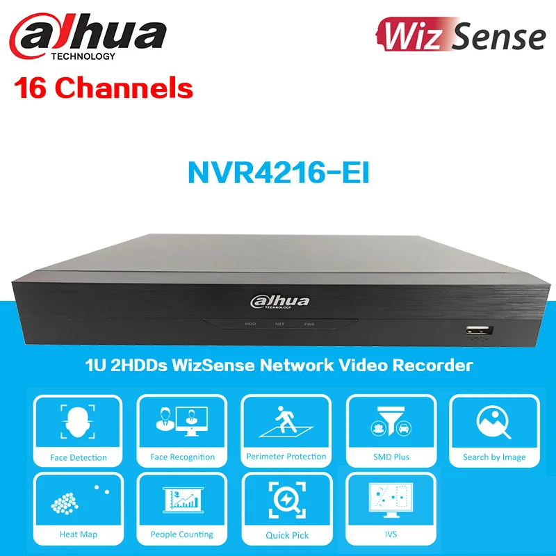 Dahua NVR4216-EI &amp NVR4232-EI 16ch/32ch 1U 2HDDs WizSense поддержка AI через сетевой видеорегистратор и