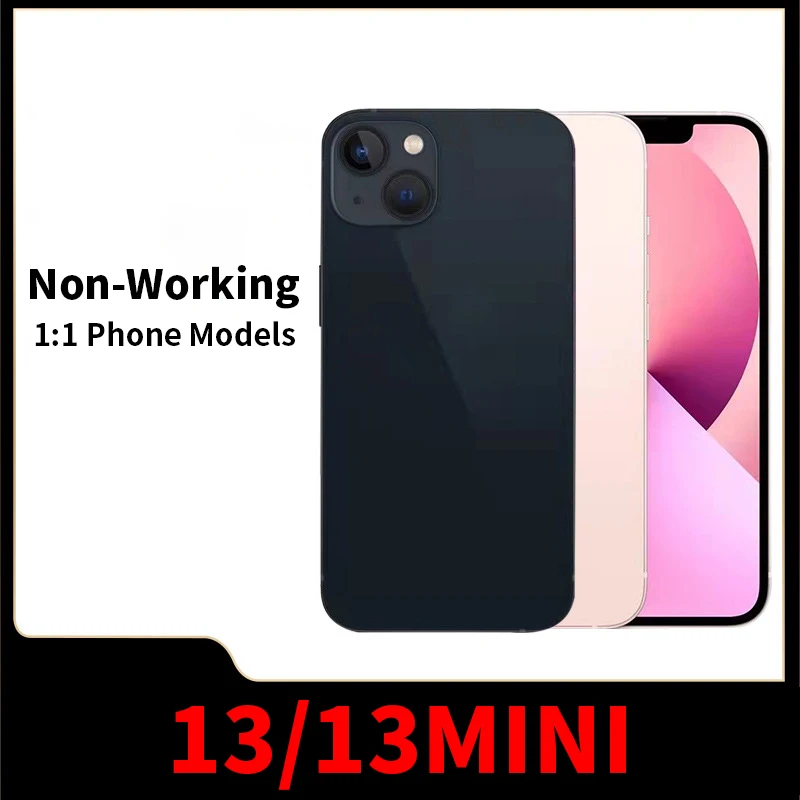 

1:1 Non-Working for New iPhone 13 Aluminum Frame Fake Dummy Phone Display, Black Screen Phone Dummy for 13 mini for Display Toy
