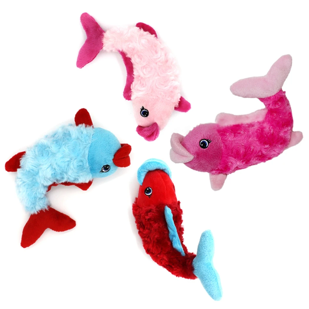 Plush Pet Squeaky Toy Fish Shape Soft Dog Chew Toy Puppy Teething Toy Soft Plush Doll Playing Squeaky Chew Toy Cat Accessories