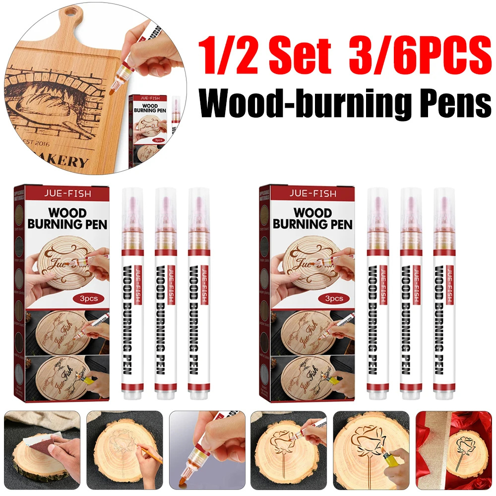 

6 шт., ручка для сжигания древесины, маркер для сжигания древесины, безопасная Нетоксичная ручка для сжигания древесины, инструменты для иск...