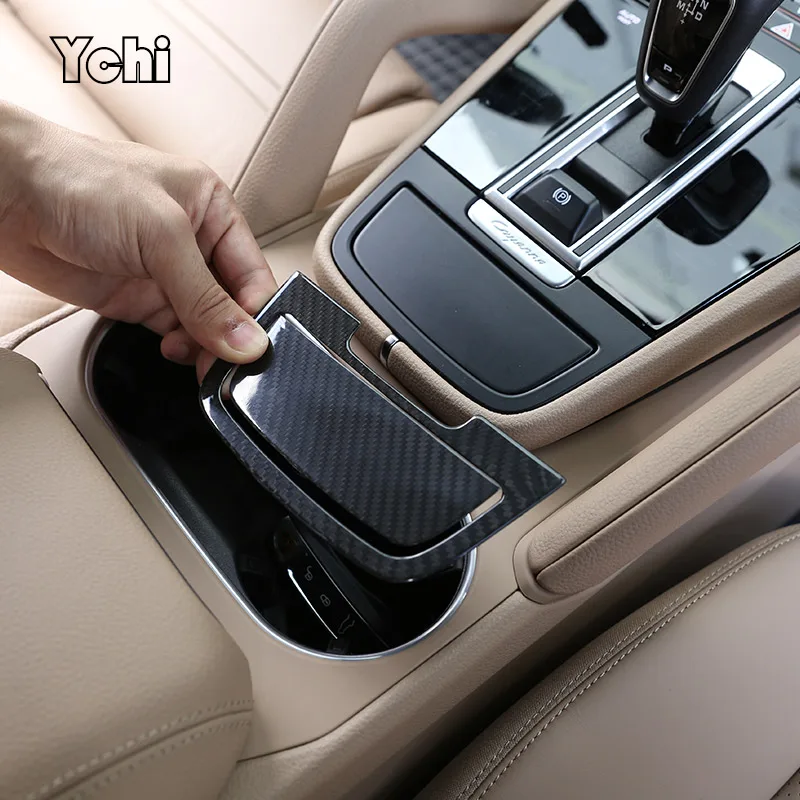 

Real Carbon Fiber For Porsche Cayenne 2018-2023 Car Central Control Ashtray Panel Cover Trim Stickers Car Accessories
