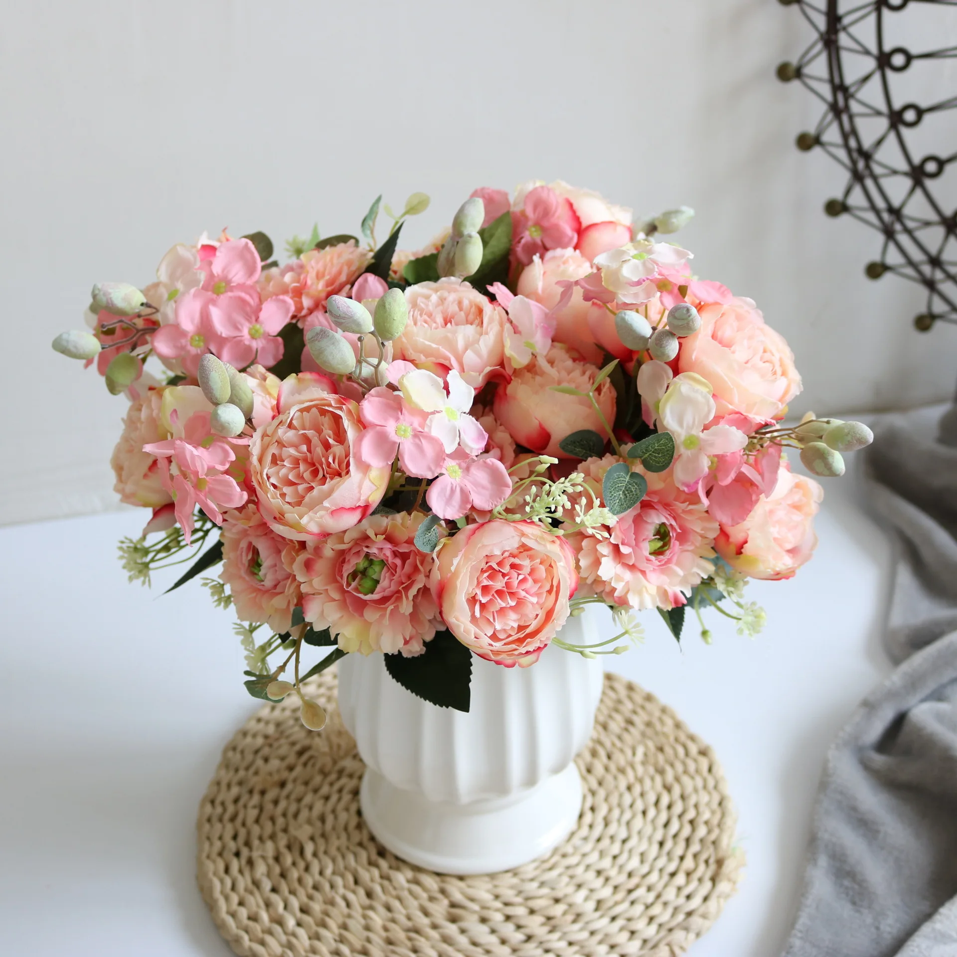 

30cm Rose Pink Silk Peony Artificial Flowers Bouquet Cheap DIY Flowers for Home Wedding Decoration Indoor Centerpiece Wholesale