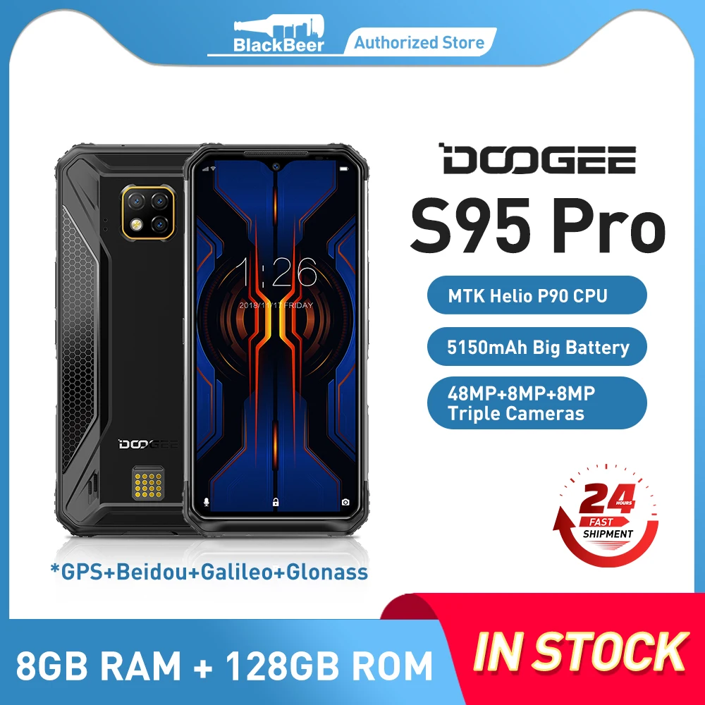 

DOOGEE S95 Pro 6,3 дюйма 1080*2160 прочный смартфон IP68 MTK Helio P90 мобильный телефон 8 ГБ 128 Гб мобильный телефон 48MP AL тройные камеры