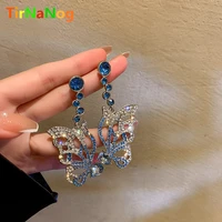 2022 new butterfly wings earrings european and american fashion personality blue crystal earrings women jewelry gifts