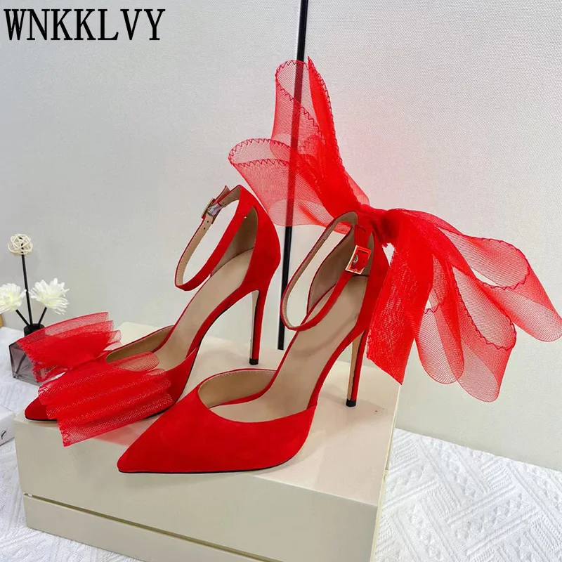 

Runway Style Red Big Butterfly-kont Detachable Women Pumps Satin Summer 2022 Stiletto High Heels Party Prom Shoes Wedding Shoes
