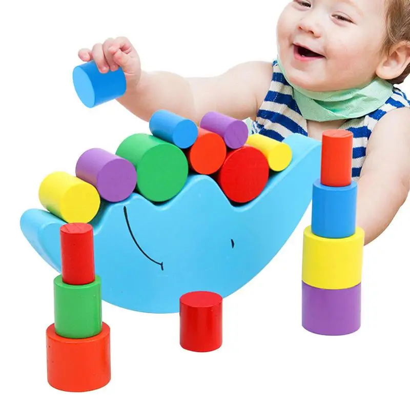 

Wooden Moon Stacking Blocks Preschool Learning Montessori Toys Shapes Recognition Building Toys Logic Game Birthday Gifts For