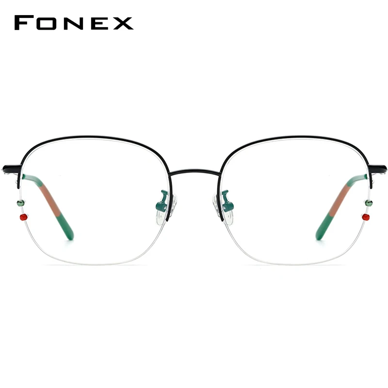 

FONEX Titanium Glasses Frame Men 2022 New Semi Rimless Oversize Square Prescription Eyeglasses Half Optical Frame Eyewear F85715