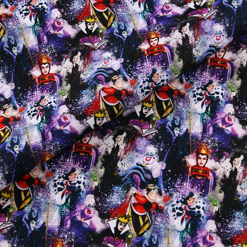 Распродажа диснеевские хлопковые ткани с измерительным принтом малефисент для