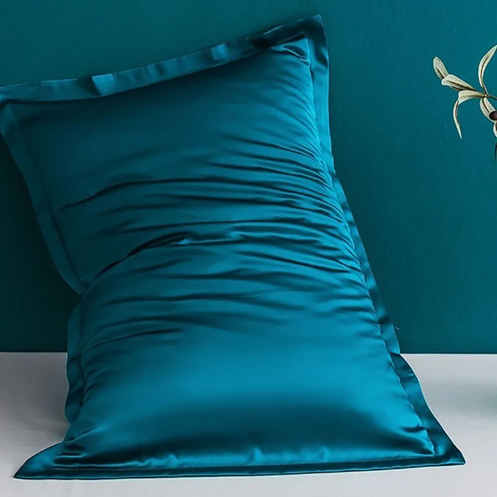 

Custom Logo Label High Quality Breathable Silk Bedding Set 100% Pure Mulberry Silk Pillow Case Luxury Solid Color 01