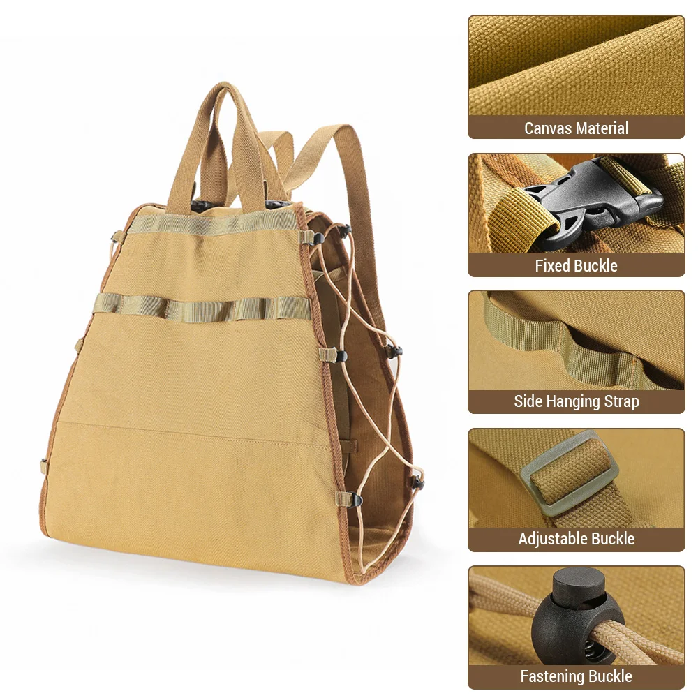 

Firewood Carrier Canvas Bag Wood Carrying Holder Bag with Handles and Shoulder Strap for Fireplaces Wood Stoves Outdoor Tools