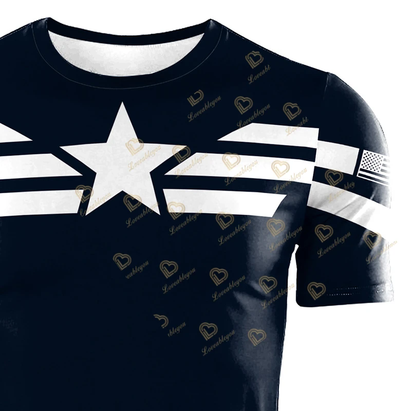 Unisex Captain America Running Training Compression Shirt Men T-shirt Short Sleeve Shirts Gym Sport Shirt Tops Tees