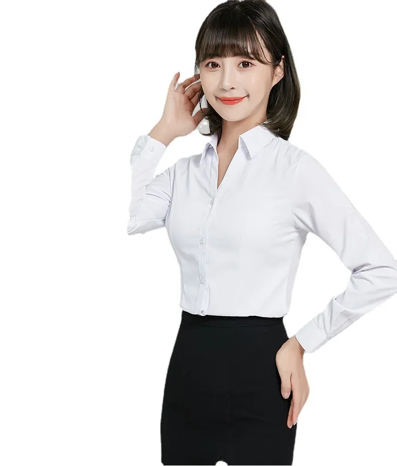 Women's Long Sleeve High Collar Shirt V-Neck Princess Sewn Easy To Manage Clothing From China Mainland