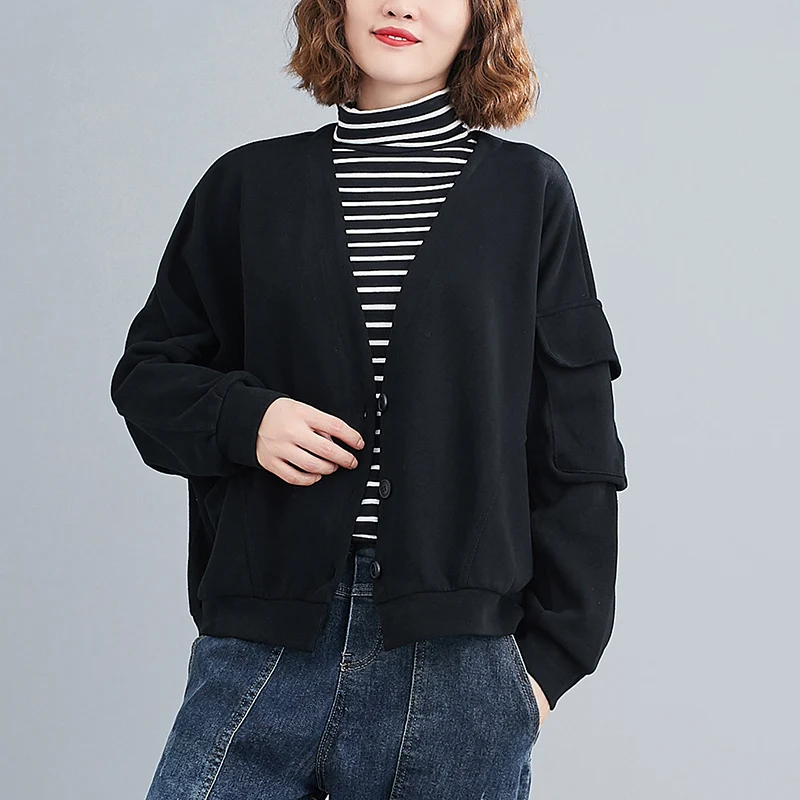 Женская Модная Свободная Художественная Короткая Куртка С Длинными Рукавами